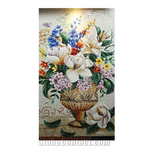 New Design Pattern Of Flowers and Vase Glass Mosaic Art