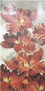 New Styles Of Red Flowers Glass Marble Mosaic Artworks
