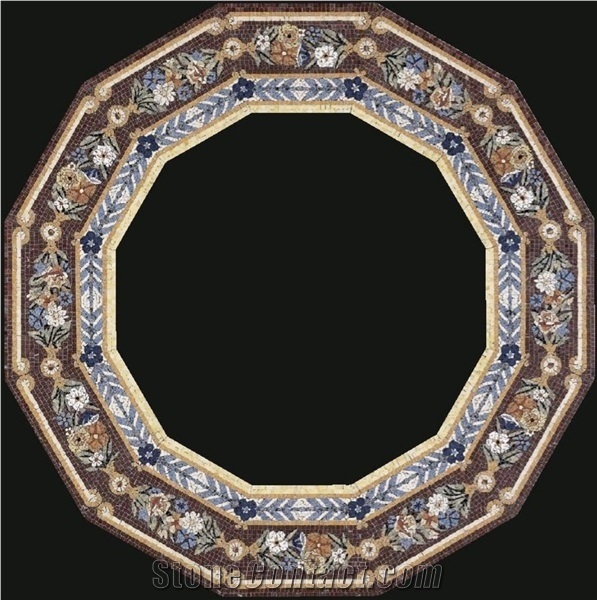 Polygon Carpet Design Marble Black Medallion for Floor