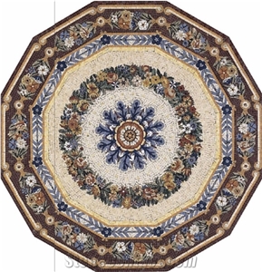 Polygon Carpet Design Marble Medallion for Floor