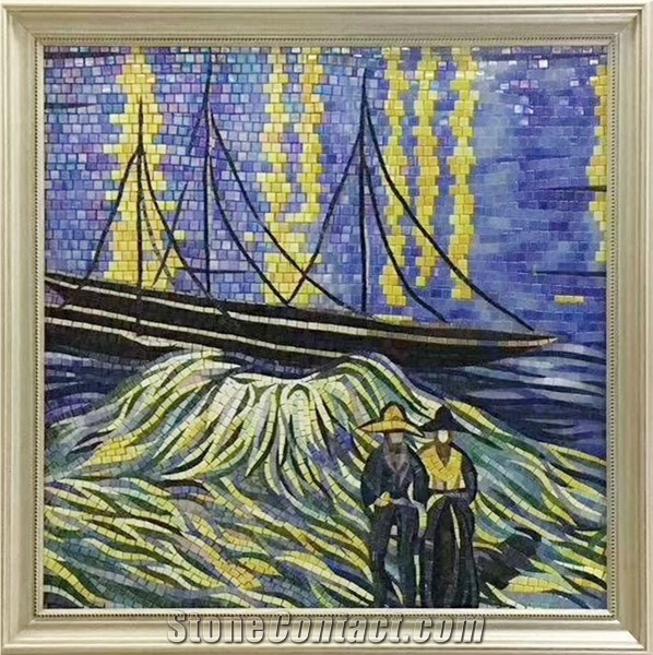 Sailing Characters Medallion Glass Mosaic Art
