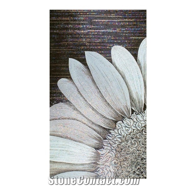 Single Color Sunflowers Glass Marble Mosaic Artworks