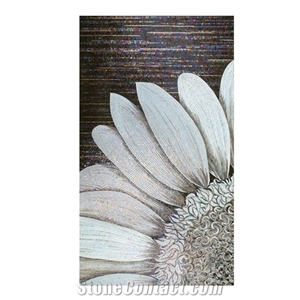 Single Color Sunflowers Glass Marble Mosaic Artworks