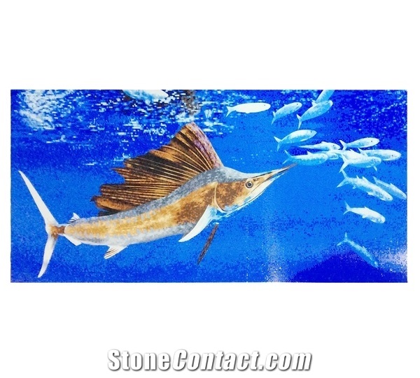 Tuna Fishes Undersea Glass Marble Mosaic Artworks