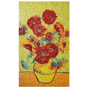 Van Gogh Classic Works Of Sunflowers Glass Mosaic Art