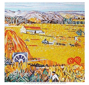 Van Gogh Works Of Harvest Design Marble Medallion
