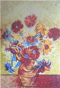 Van Gogh Works Of Sunflower Design Marble Medallion
