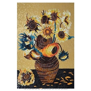 Van Gogh Works Of Sunflowers Design Glass Medallion