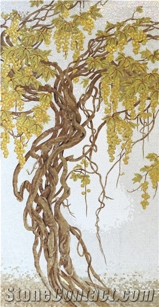 Yellow Grapes Trees Series Glass Mosaic Artworks