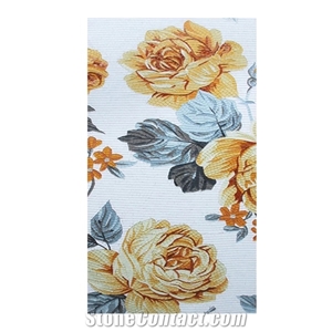 Yellow Rose Flowers Glass Marble Mosaic Artworks