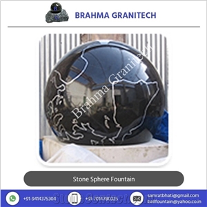 Stone Sphere, Black Granite Globe Fountain Ball, Large Granite Fountain