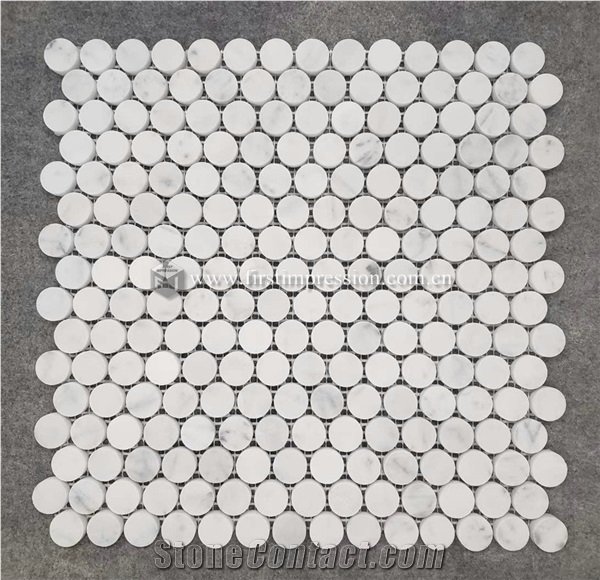 Popular Italy Carrara White Marble Mosaic Tiles