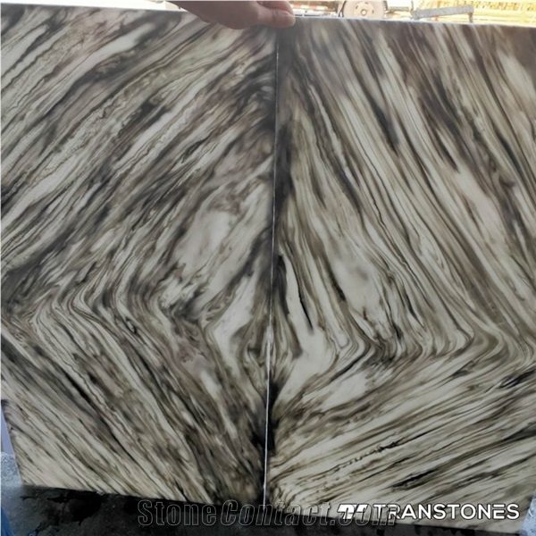 Customized Size Book-Match Translucent Polished Wall Panel