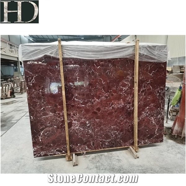 Natural Marble Beautiful Veins Red Mable Slab Roso Lepanto