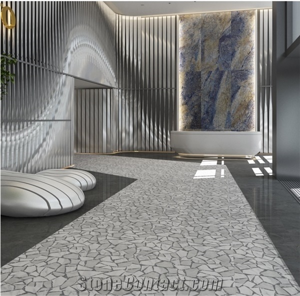 Black Terrazzo Kitchen Flooring Cement Glass Tile Pattern