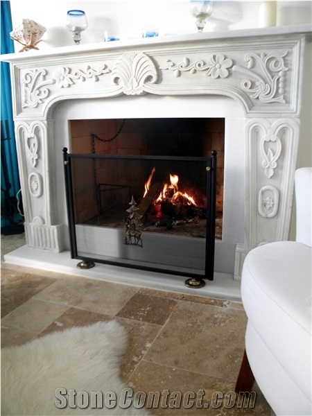 Afyon White Marble Fireplace