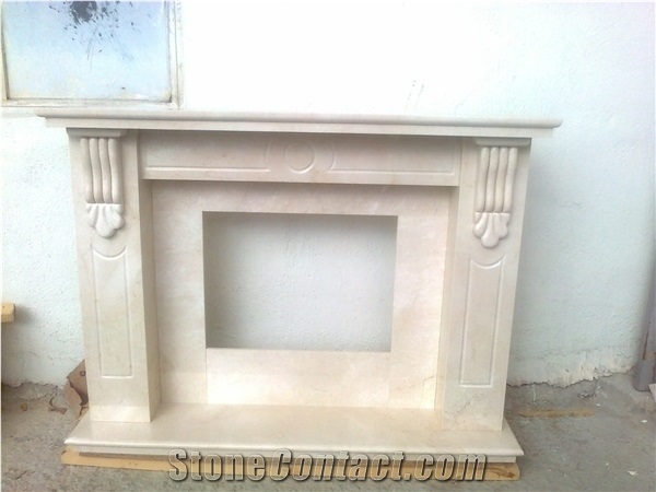 White Travertine Fireplace