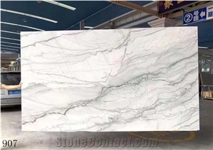 Brazil Calacatta White Marble Slab Wall Floor Tile Bookmatch
