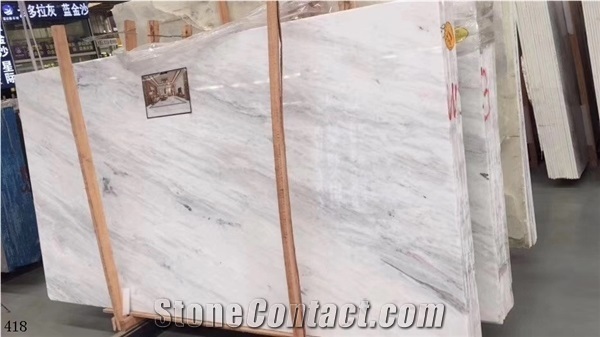 California White Marble Slab Wall Flooring Kitchen Tiles Use