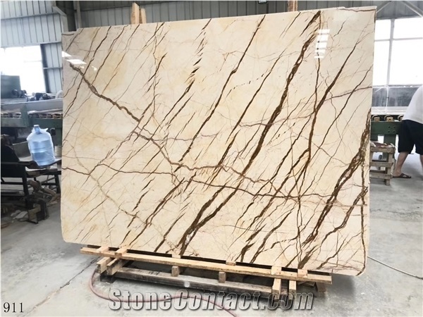 China Fugui Glod Marble Slab Wall Flooring Tiles Bookmatched