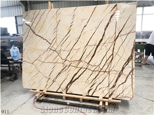 China Fugui Glod Marble Slab Wall Flooring Tiles Bookmatched
