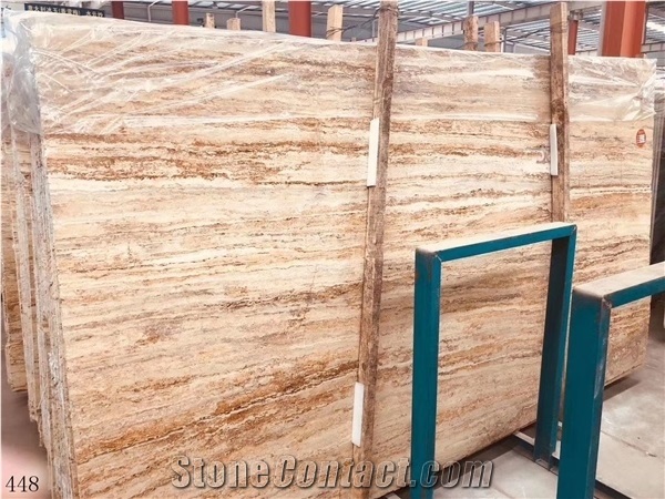 Italy Golden Travertine Slab Wall Flooring Tile Pattern Use