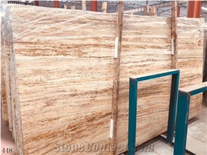 Italy Golden Travertine Slab Wall Flooring Tile Pattern Use
