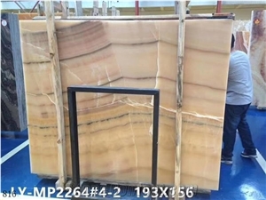 Peach Onyx Bookmatched Slab Interior Tiles Decoration