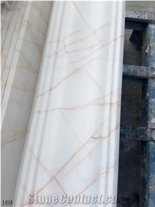 Red Line White Jade Marble Slab Walling Flooring Skirting