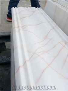 Red Line White Jade Marble Slab Walling Flooring Skirting