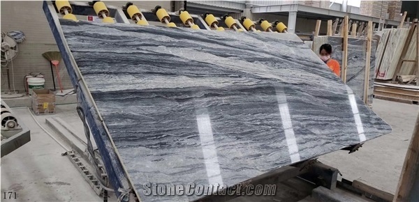 Yabo Grey Marble Half-White Grain Slab Walling Flooring Tile