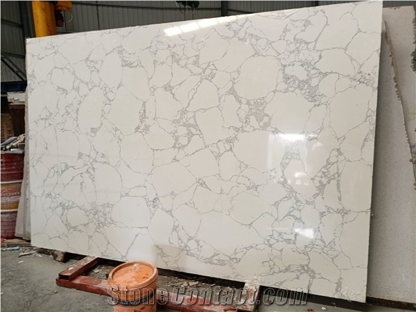 Super White Calacatta Man Made Quartz Stone Vanity Tops