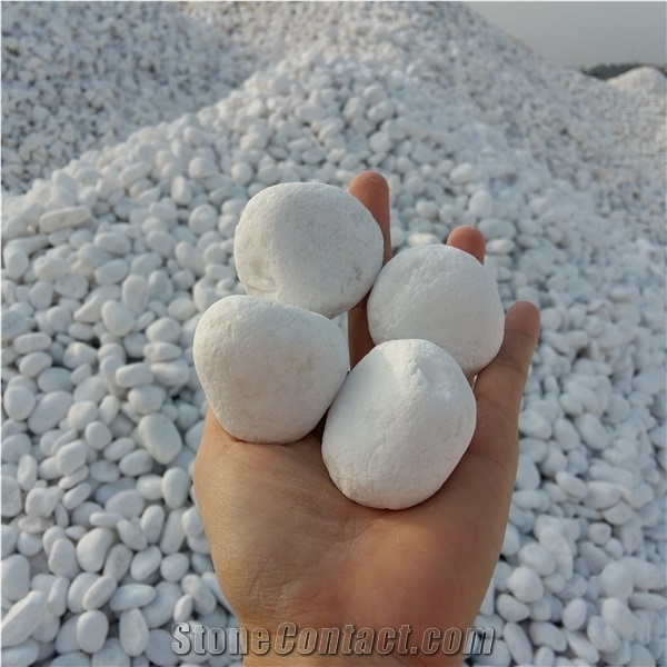 Roundness Tumbled Pebble Stone White Color