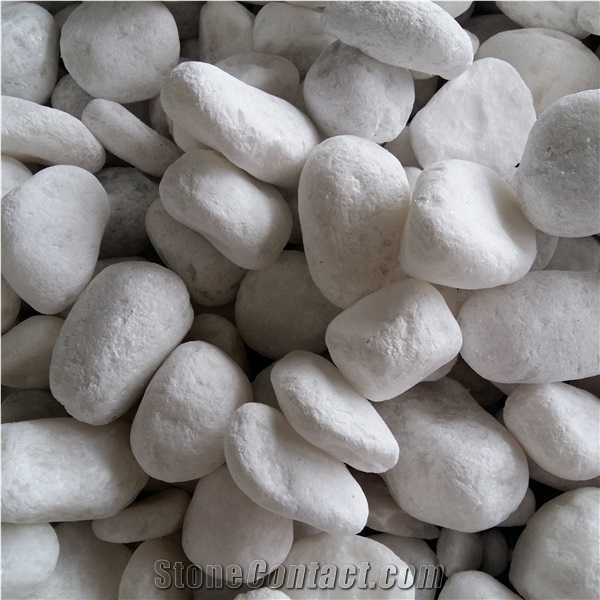 Roundness Tumbled Pebble Stone White Color