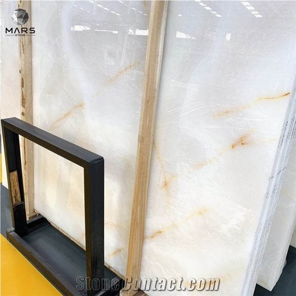 Best Quality Polished Golden White Onyx Slabs, Translucent Backlit