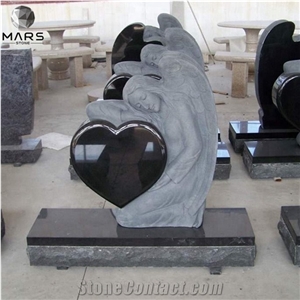 Black Granite Angel Heart Cemetary Headstone Monuments