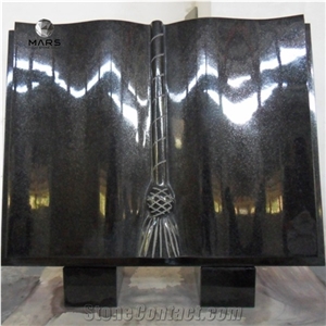 Black Granite Open Book Shape Tombstone Monuemnt Design