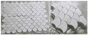 Carrara Marble Fish Scale Mosaic Backsplash Tiles