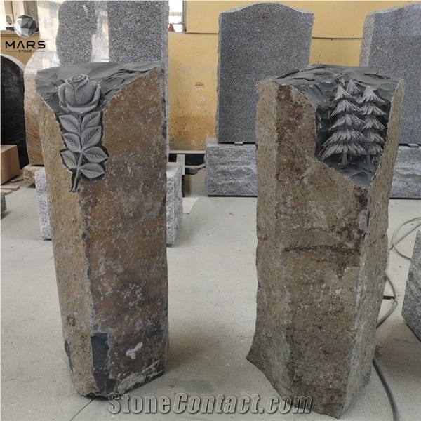 Customized European Basalt Stone Monument Gravestone