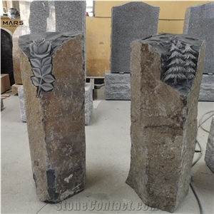 Customized European Basalt Stone Monument Gravestone