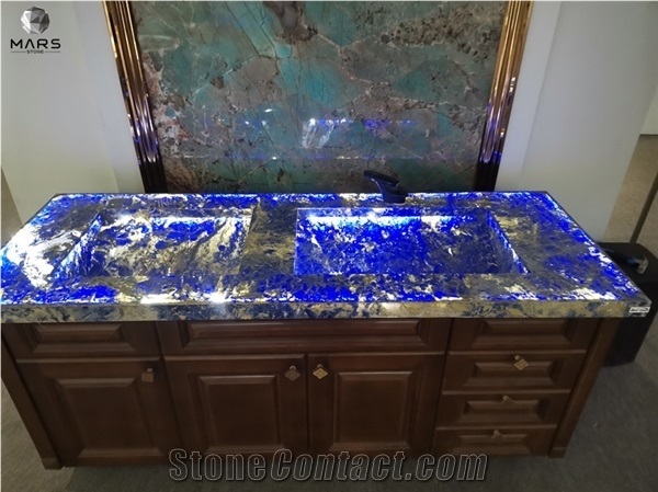 Dark Crystal Blue Marble Stone Luxury Cloisonne Vanity Tops