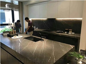 Iran Polished Pietra Grey Marble Grafitti Marble for Countertop