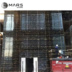 Italian Golden Extra Black and Gold Slab with Gold Veins