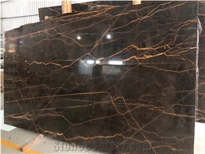 Port Saint Laurent Marbele Black Golden Vein Marble Slabs