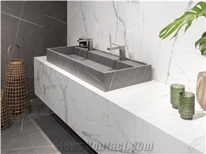 3d Print Calacatta Artificial Marble Slab Bathroom Tile