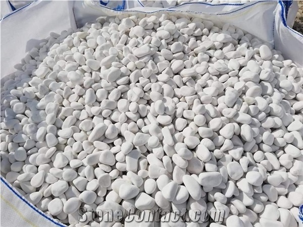 Tumbled White Pebbles, Sivec White Marble Pebbles 85 Euros/Ton