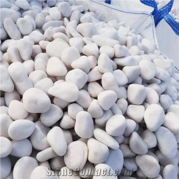 Tumbled White Pebbles, Sivec White Marble Pebbles 85 Euros/Ton