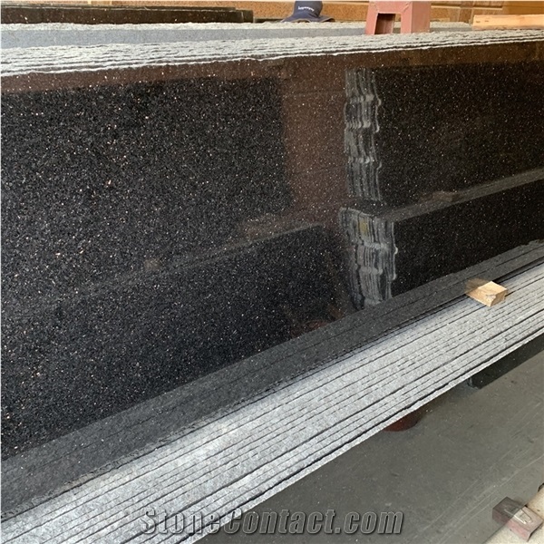 Black Galaxy Granite Rectangular Kitchen Tiles, 20Mm Thick