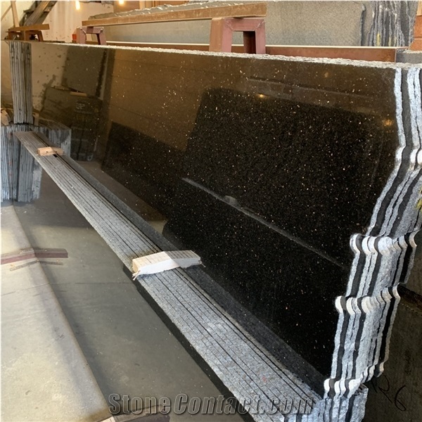 Black Galaxy Granite Rectangular Kitchen Tiles, 20Mm Thick
