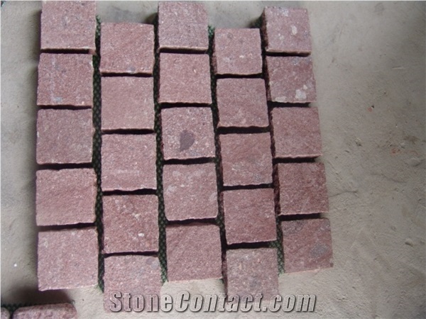 Cheap Red Porphyry Cube Stone Cobble Pavement